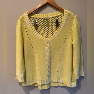 Guess V-Neck Knit‎ Long Sleeve Crochet Sweater Size Small